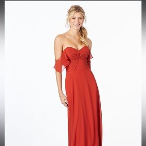 MoriLee Chiffon Bridesmaid Dress with Ruched Bodice. Navy. Size 8. NWT.